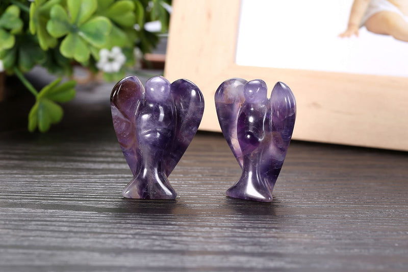CrystalTears Natural Amethyst Crystal Pocket Guardian Angel, 1.5" Reiki Healing Crystal Gift for Christmas - BeesActive Australia