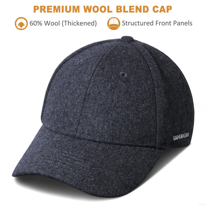 GADIEMKENSD Warm Wool Baseball Caps Adjustable Size Structured, Grey 7 1/8-7 1/2 - BeesActive Australia