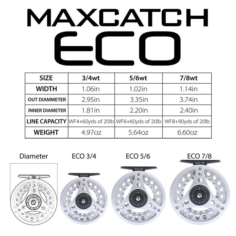 Maxcatch ECO Pre-Loaded Fly Fishing Reel Silver 3/4wt & Fly Line Combo WF3F Orange - BeesActive Australia