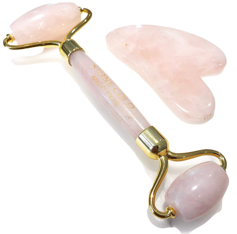 Rose Quartz Roller for Face-Natural Authentic Crystal-Jade Roller Gua Sha Alternative-Reduces Puffiness & Wrinkles-Anti Aging Beauty Massager for Eyes, Neck, Cheeks, Forehead-No Squeaking, Durable - BeesActive Australia