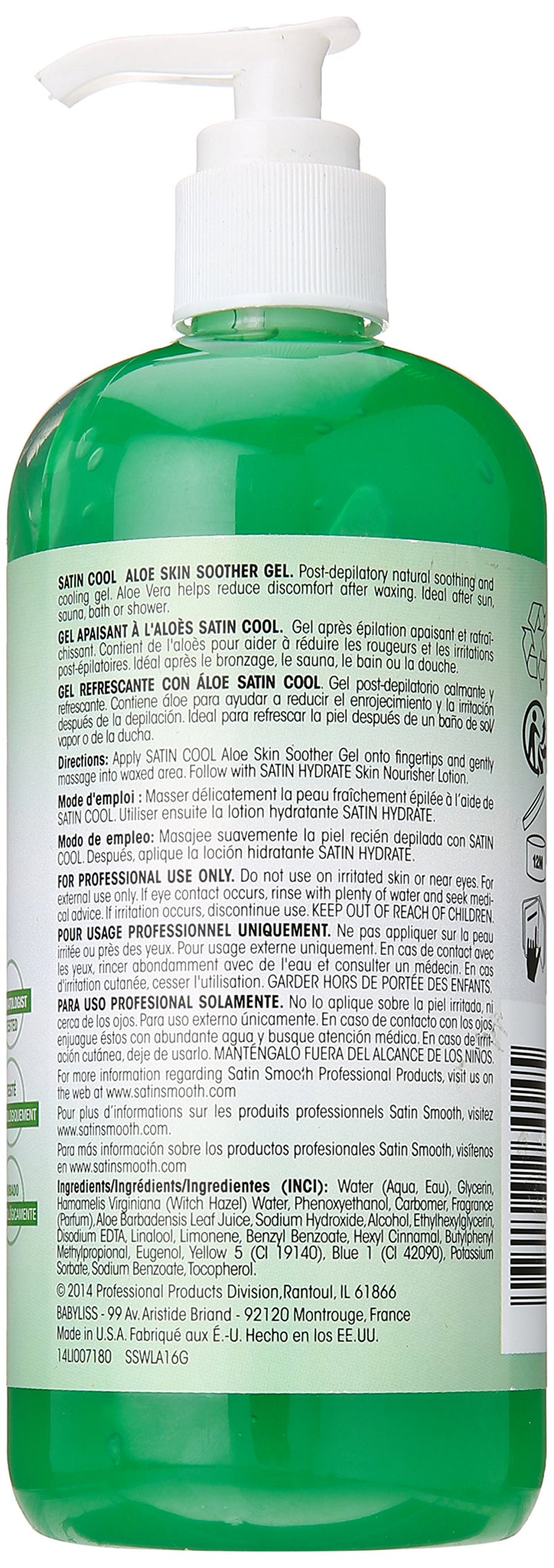 Satin Smooth Cool Gel, Aloe Vera, 16 Fluid Ounce - BeesActive Australia