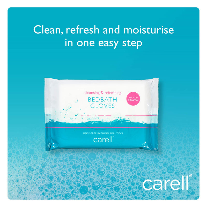 Carell Bed Bath Gloves - Easy to use, Containing Aloe Vera - Dermotologically Tested, Alcohol-Free - Pack of 8 Gloves - BeesActive Australia