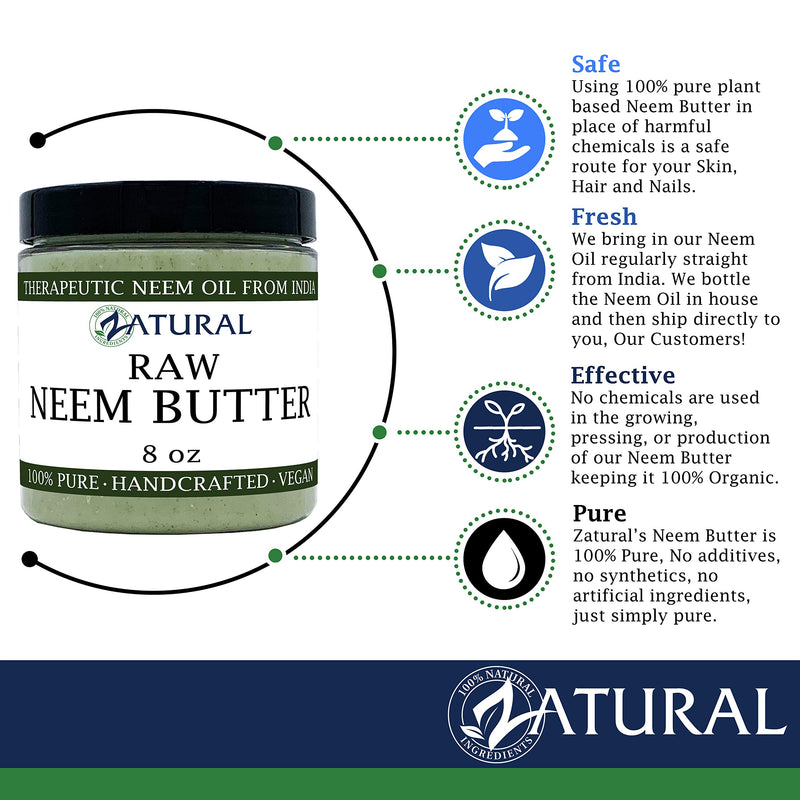 Naked Neem Organic Neem Butter with Organic Neem Oil, Extract and Leaf Calm Sensitive Skin, Itchy Skin and More Handcrafted in Small Batches, 8 oz. 8 Ounce (Pack of 1) - BeesActive Australia