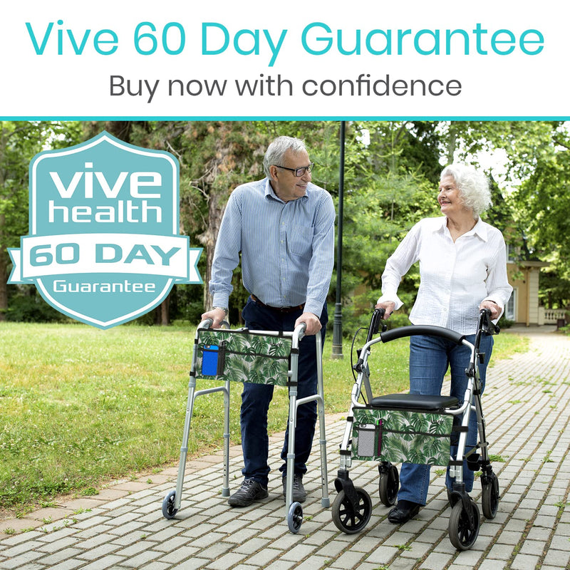 Vive Walker Bag - Accessories Wheelchair Basket Pouch (Water Resistant) - Seniors Caddy Accessory Attachment for Folding, Rolling Walkers - Carry Storage Carrier Tote - Lightweight, Universal Size Royal Palm - BeesActive Australia