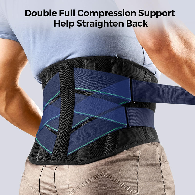 FREETOO Back Brace for Men Lower Back Pain with 7 Metal Stays, for Sciatica, Herniated Disc, Scoliosis and More Pain Relief! Breathable Back Support Belt for Women Work with Soft Pad, Lightweight Lumbar Support for Dairly Activity L(Waist:39"-45") Black - BeesActive Australia