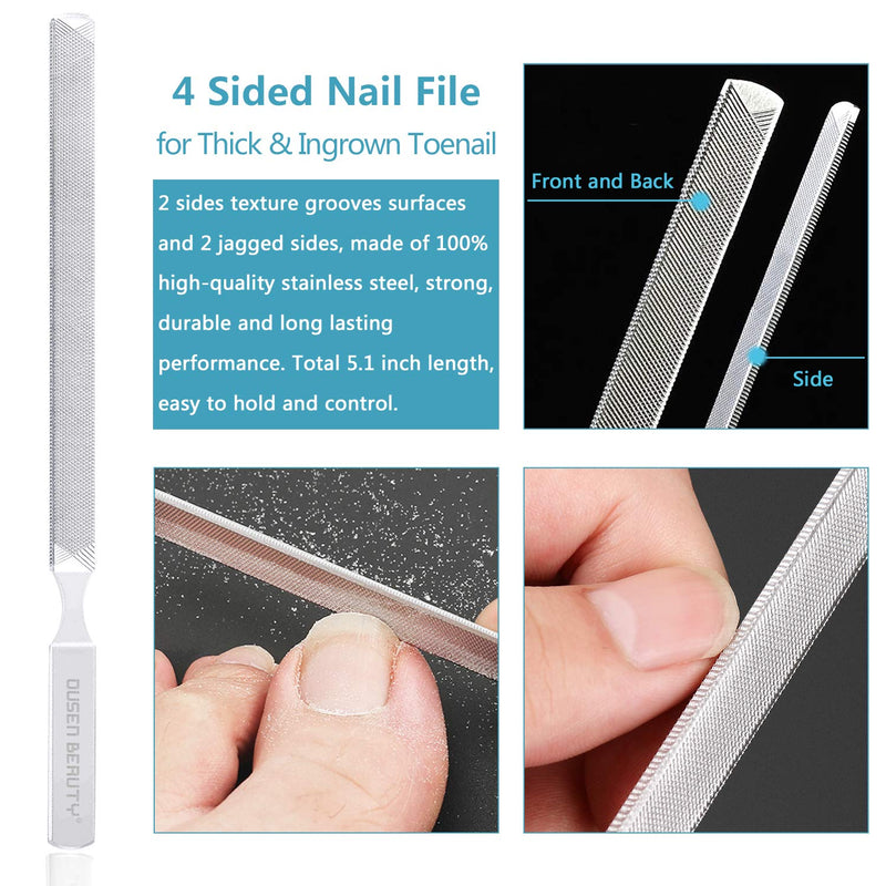 Nail Clippers for Thick Nails, Professional Ingrown Toenail Clippers Podiatrist Tools, Wide Jaw Opening Thick Nail Clippers, Stainless Steel Large Toenail Clippers Pedicure Kit 4 Pcs for Seniors & Men Silver-4pcs - BeesActive Australia