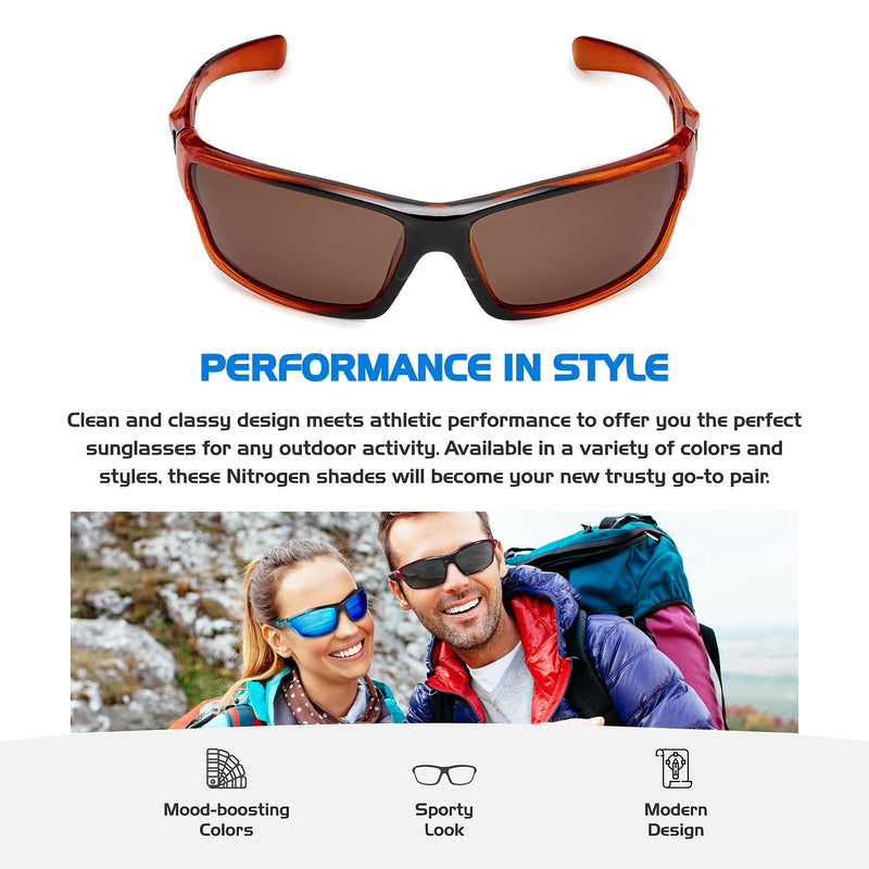 Polarized Wrap Around Sport Sunglasses for Men Women UV400 Sports Sun Glasses Crystal Orange | Brown - BeesActive Australia