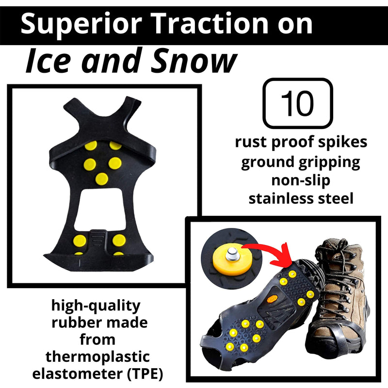 Limm Crampons Ice Traction Cleats - Lightweight Traction Cleats for Walking on Snow & Ice - Anti Slip Shoe Grips Quickly & Easily Over Footwear - Portable Ice Grippers for Shoes & Boots Standard Crampons XLarge - BeesActive Australia
