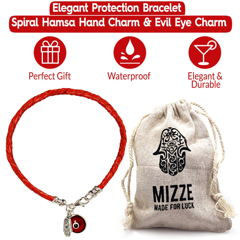 Hamsa Hand Protection Bracelet for Women 7" Length - Silver Hamsa Charm on Red Leather Evil Eye Bracelet for Women - Ojo Bracelet - Red Protection Bracelet Jewelry - Birthday Anniversary Friendship Gift - BeesActive Australia
