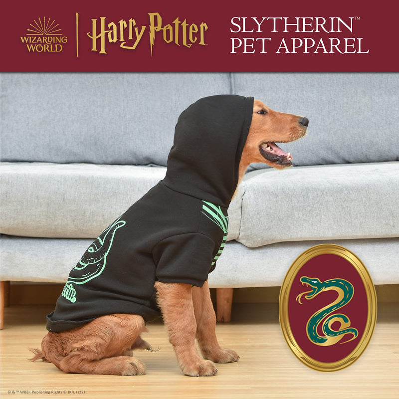 Harry Potter Slytherin Pet Hoodie With Faux Scarf - Dog Apparel & Accessories for Hogwarts Houses, Slytherin Dog Hoodie, Harry Potter Dog Clothes, Slytherin Dog Clothing, Pullover Sweatshirt for Dogs X-Large Black - BeesActive Australia