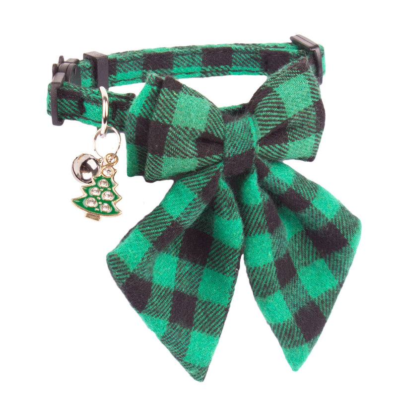 ADOGGYGO Christmas Cat Collars Breakaway with Stylish Bowtie, 2 Pack Red Green Plaid Christmas Kitten Collar with Bell Removable Bow Cat Christmas Collar for Cats Kittens - BeesActive Australia