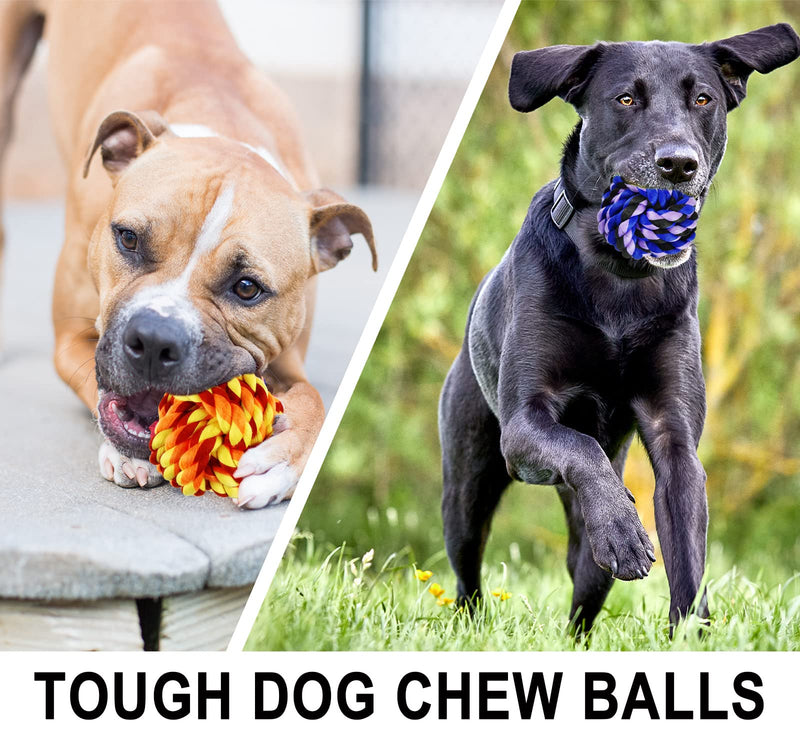 XL Dog Chew Toys for Aggressive Chewers, 6 Pack Almost Indestructible Dog Balls for Large Dogs, Heavy Duty Dental Cotton Dog Rope Toy for Medium Dogs, Puppy Teething Chew Toys, Interactive Dog Toys - BeesActive Australia