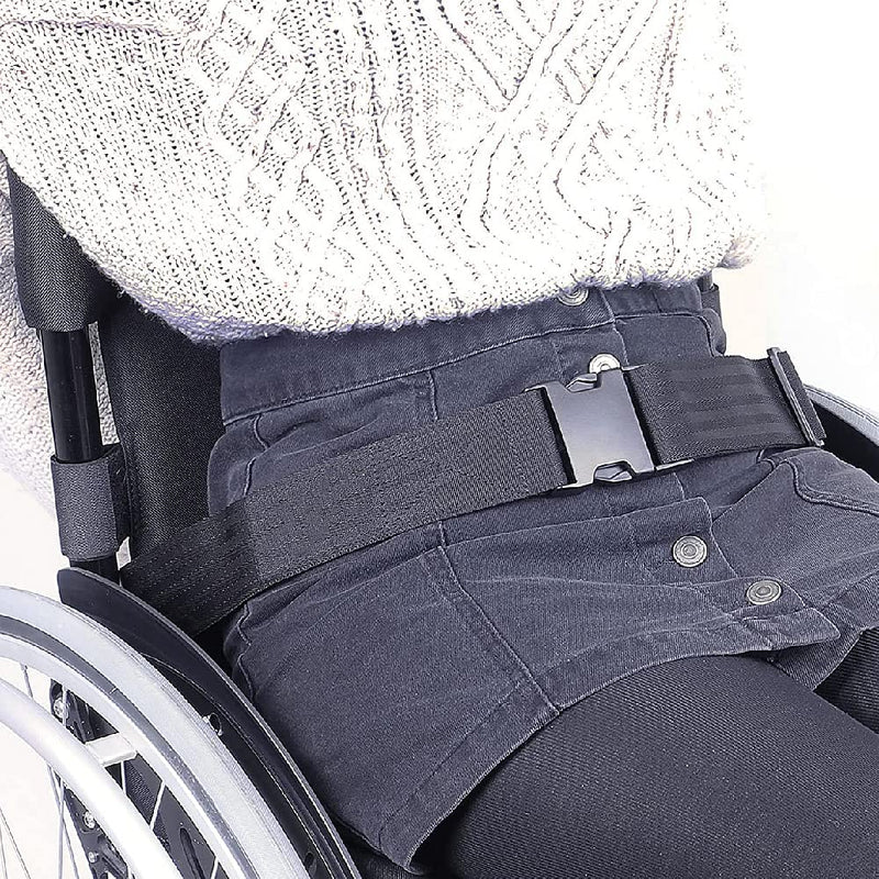 Wheelchair Lap Strap Wheelchair Belt Strap Wheelchair Adjustable Buckle Strap Cushioning Seat Belt for Take Care of Patient(Black) - BeesActive Australia