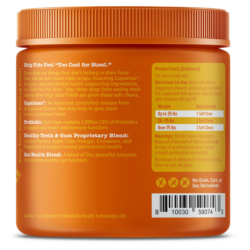 Zesty Paws Chew No Poo Bites - Coprophagia Stool Eating Deterrent for Dogs Deter Stop Dog from Eating Feces Probiotic Digestive Enzymes Breath Freshener 90 Count (Pack of 1) - BeesActive Australia