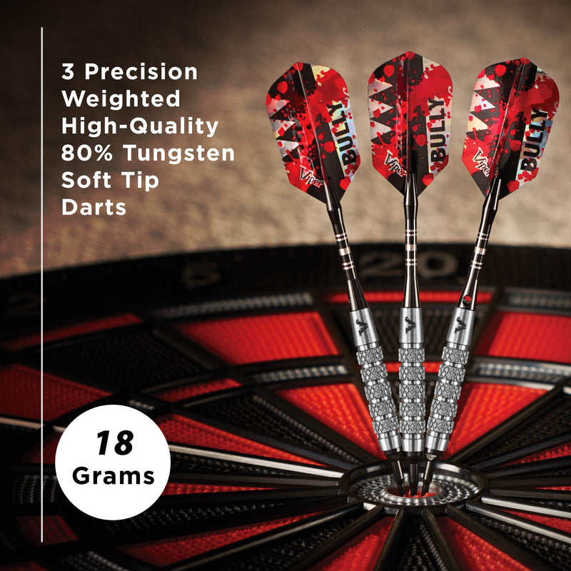 Viper Bully 80% Tungsten Soft Tip Darts with Storage/Travel Case, 18 Grams Coarse Knurling - BeesActive Australia