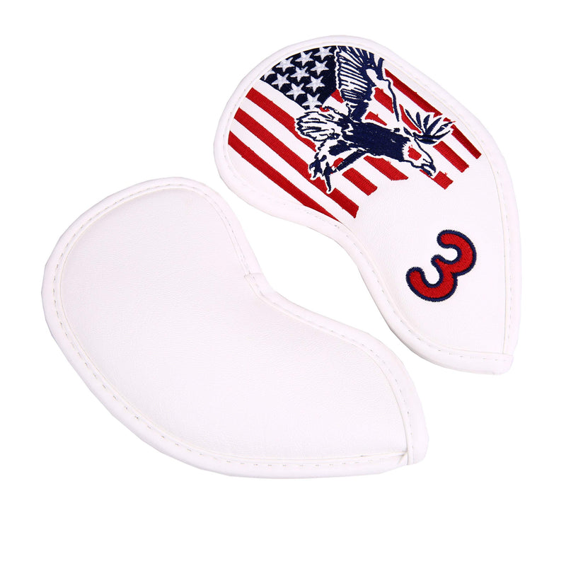 USA Flag and Eagle Golf Driver/Fairway Wood/Hybrid/Iron/Mallet Putter/Blade Putter Head Cover 11xIron Covers - BeesActive Australia