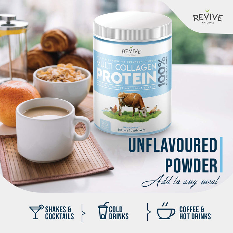 Multi Collagen Protein Powder (400g) - Types I, II, III, V & X - Hydrolyzed Grass Fed Bovine, Wild Caught Fish, & Free-Range Chicken & Eggshell Collagen. Non-GMO, Halal. 400 g (Pack of 1) - BeesActive Australia