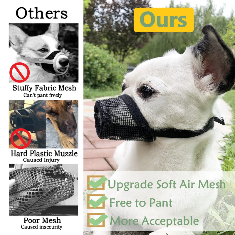 Pet Supply Quick Fit Dog Muzzle with Adjustable Straps, Black Nylon, XXS XS S M L XL XXL Mesh-Black XX-Small - BeesActive Australia