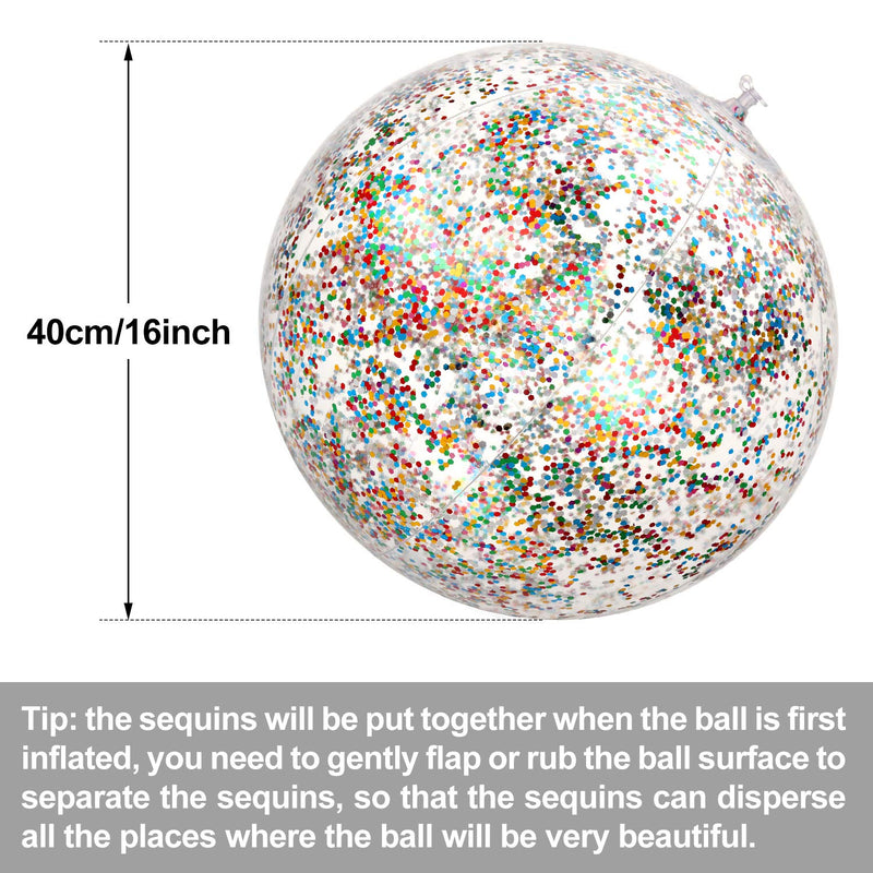 [AUSTRALIA] - Gejoy 2 Pieces Inflatable Glitter Beach Ball Confetti Beach Balls Transparent Swimming Pool Party Ball for Summer Beach Water Play Toy, Pool and Party Favor, 16 Inch Multicolor 
