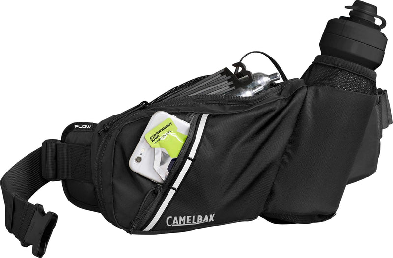 CamelBak Podium Flow Bike Hydration Belt - Easy Access Bottle Pocket - Podium Dirt Series Bottle - Adjustable Waist Buckle - Secure Zipper Pocket - Riding Belt - 21 Ounce Black - BeesActive Australia