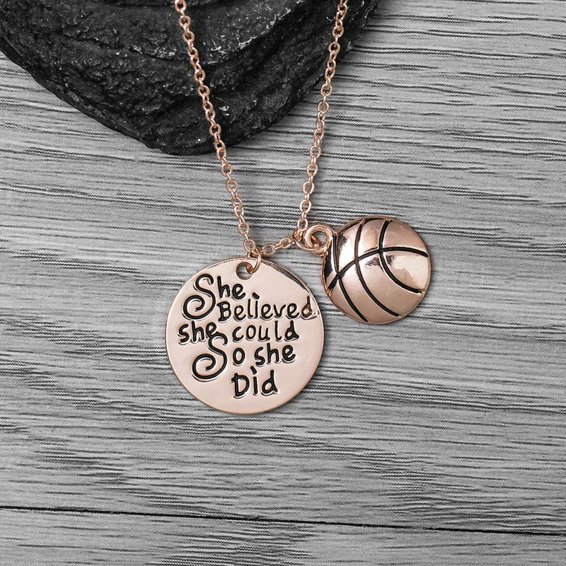 Sportybella Basketball Necklace, Basketball She Believed She Could So She Did Jewelry, Basketball Gifts, Basketball Charm Necklace, for Femalel Basketball Players - BeesActive Australia