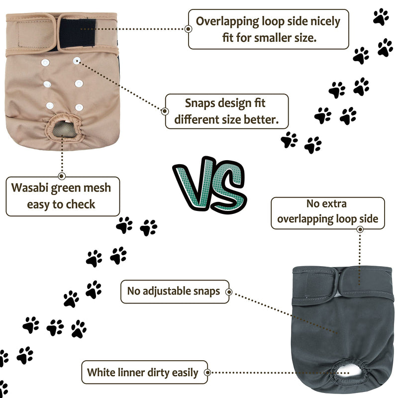 Grecle Washable Female Dog Diapers - Premium Reusable Diapers for Doggie in Heat - Highly Absorbent Dog Diapers Female for Pet Incontinence with Adjustable Snaps Medium (12”-15“Waist） Morandi - BeesActive Australia