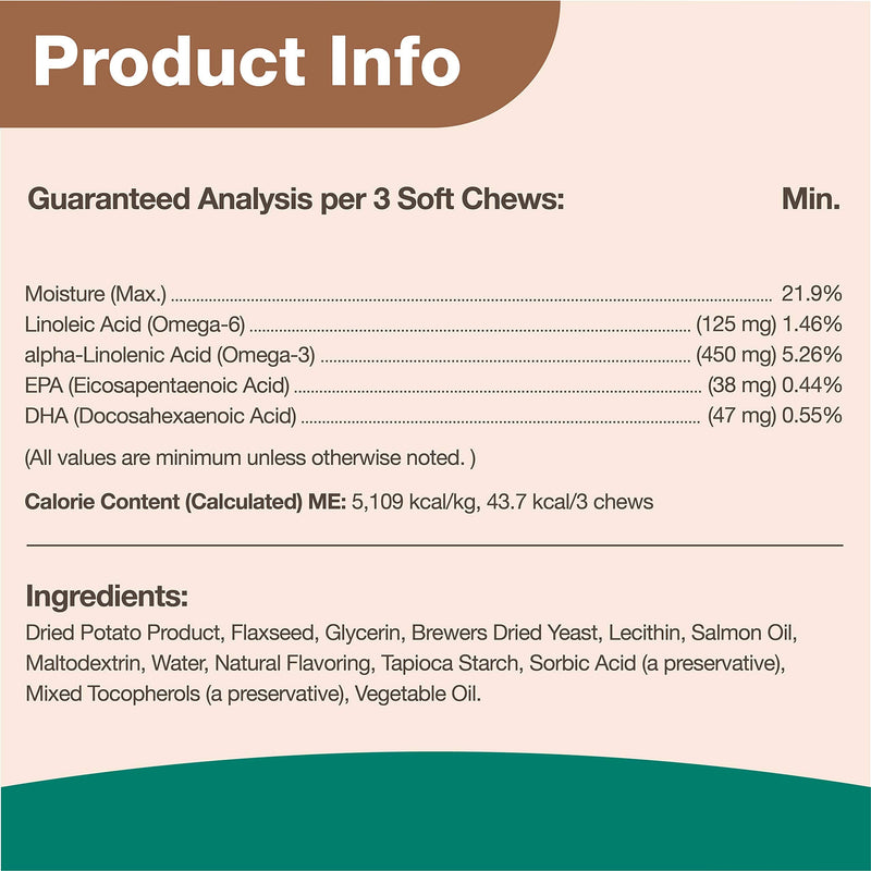 NaturVet Omega-Gold Plus Salmon Oil Skin and Coat Supplement for Dogs and Cats, Soft Chews, Made in the USA 180 Soft Chews - BeesActive Australia