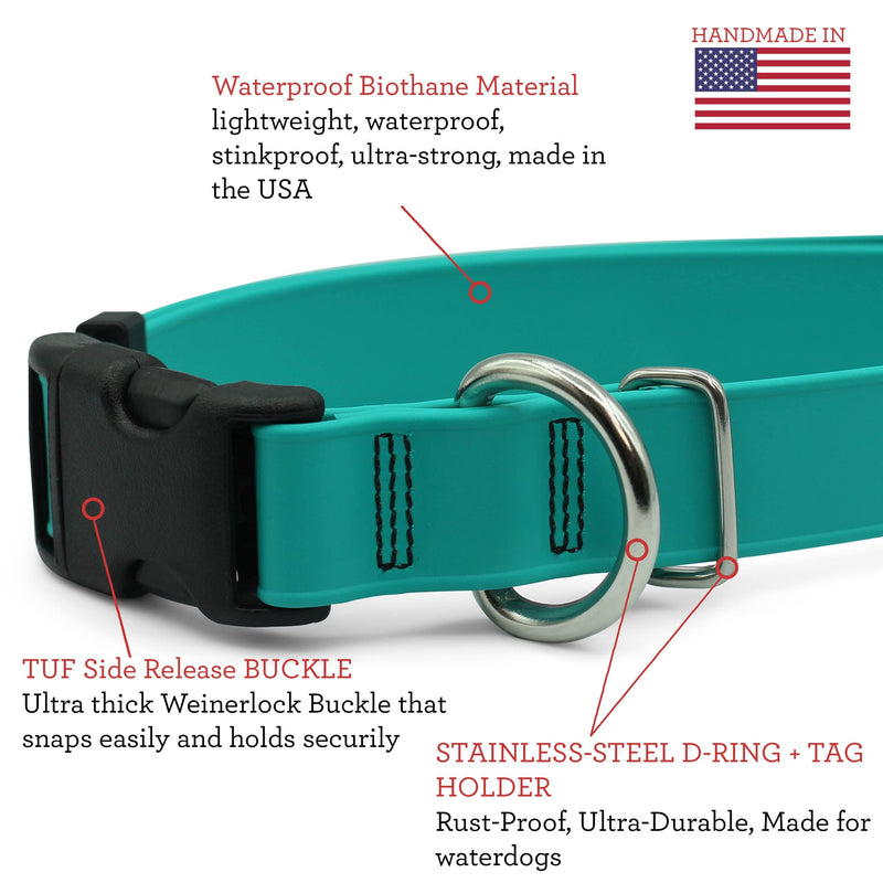 PACKT - Endeavor Dog Collar - Waterproof, Stinkproof, American Made M [Standard: 14"-18"] Ocean - BeesActive Australia