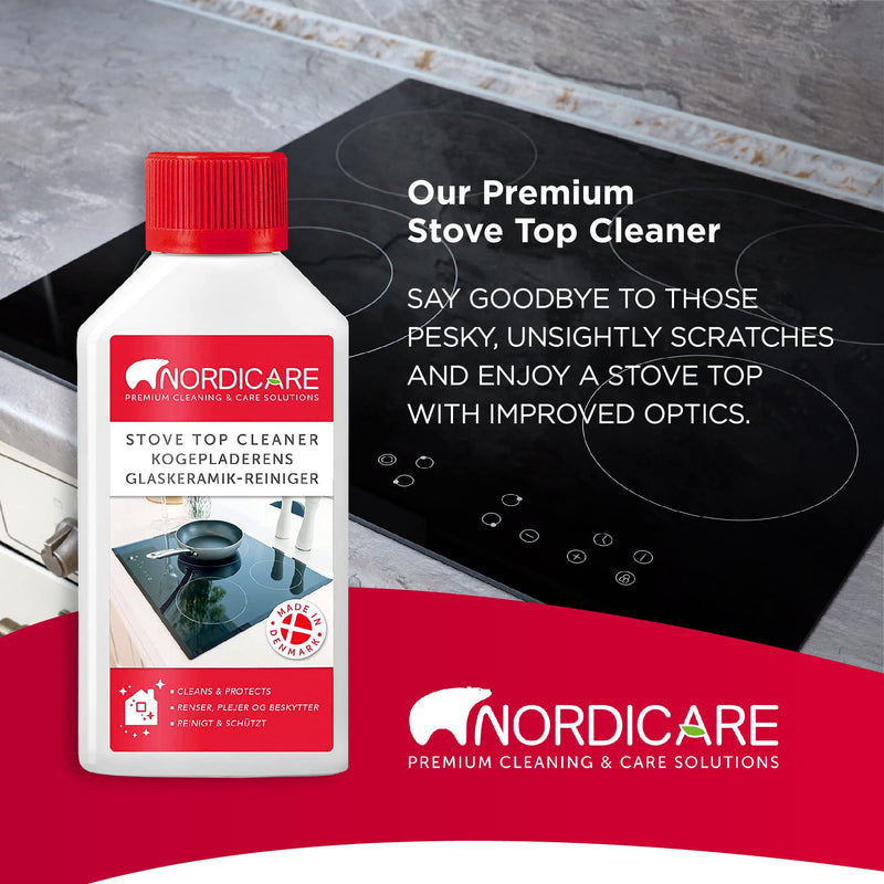 Nordicare Stove Top Cleaner Glass Ceramic - Induction Cooktop Cleaner Polish And Protector For Everyday Use - No Scrubbing Pad Needed - Leaves Protective Film - Made In Denmark (8.45oz) 8.45 - BeesActive Australia