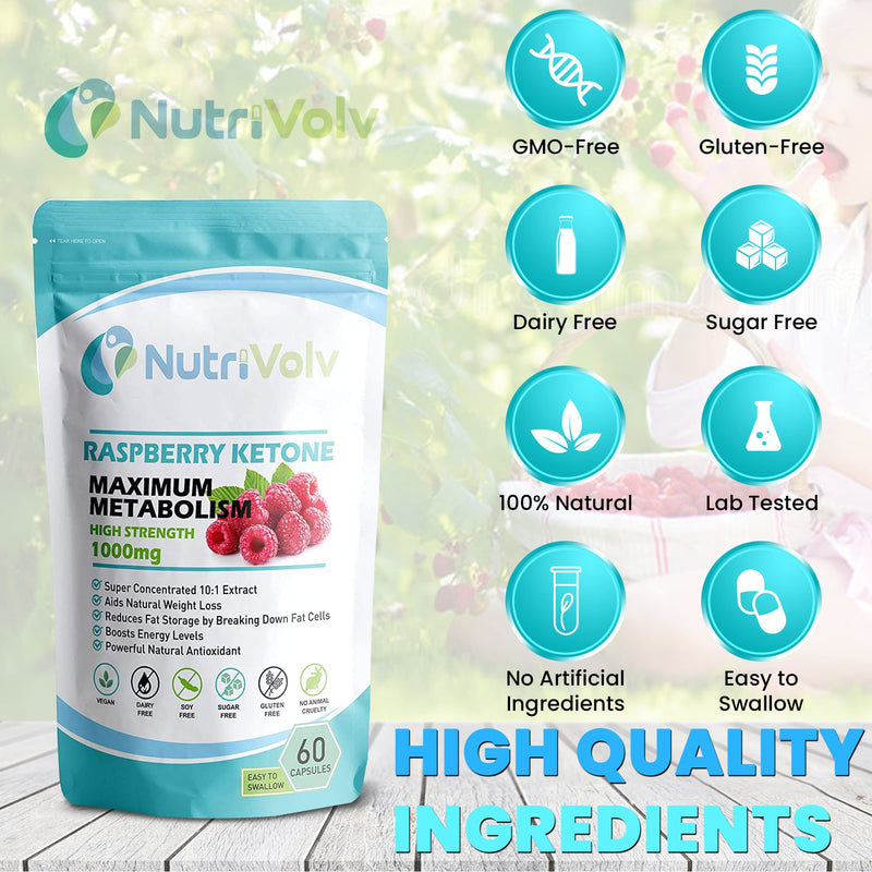Pure 100% Raspberry Ketones 1000mg Per Serving Powerful Weight Loss Supplement that Provides Energy Boost Metabolism | 60 Capsules - BeesActive Australia