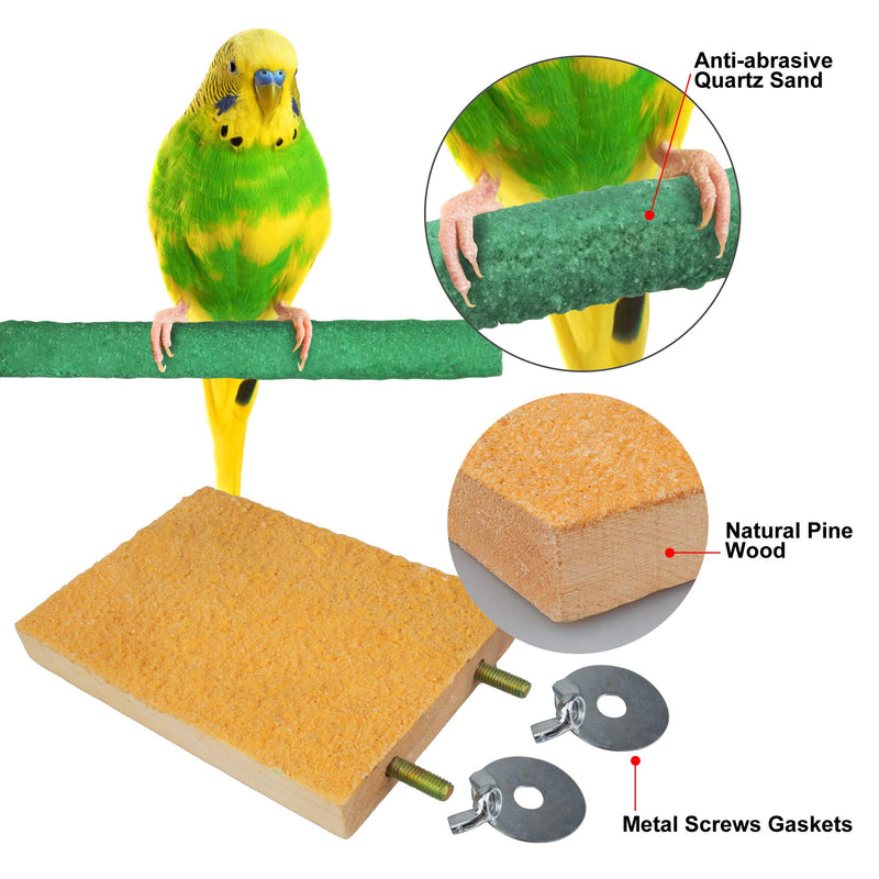 Parrot Bird Perch Stand Natural Wood Platform Bird Nail Trimmer Perch Paw Grinding Stick for Parakeet Cockatiels Lovebirds Bird Cage Accessories Random Color - BeesActive Australia
