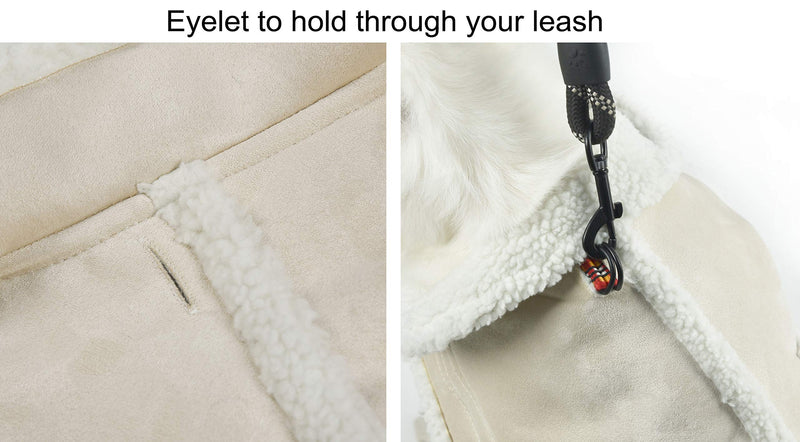 Dog Jacket Berber Fleece Winter Pet Coat Windproof Warm Dog Sweater Thick Apparelf in Beige White Color Used for Medium Large Dogs Small - BeesActive Australia