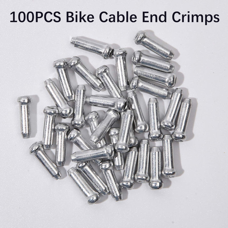 EACOZY Alloy Bike Brake Cable Cap End Tips Crimp for Road Mountain Bicycle 100PCS, Silver - BeesActive Australia