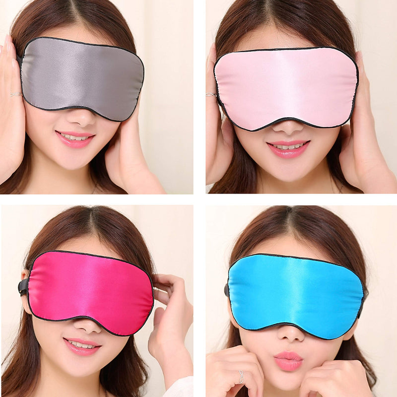 2 Pcs Natural Silk Sleep Mask, Blindfold, Super Smooth Man Women Eye Mask for Sleeping (Black+Rose red) Rose Red+black - BeesActive Australia