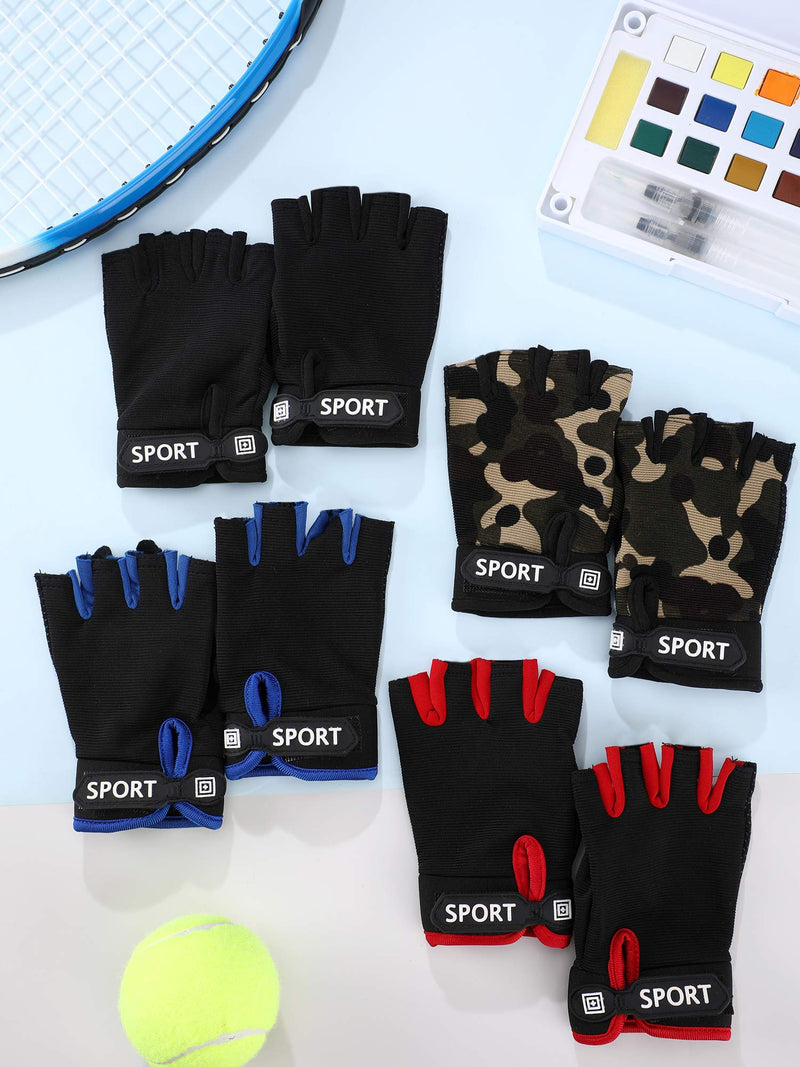 4 Pairs Kids Half Finger Cycling Gloves Non Slip Sports Gloves for Summer Outdoor Sports Children 4-7 Years Classic Style - BeesActive Australia