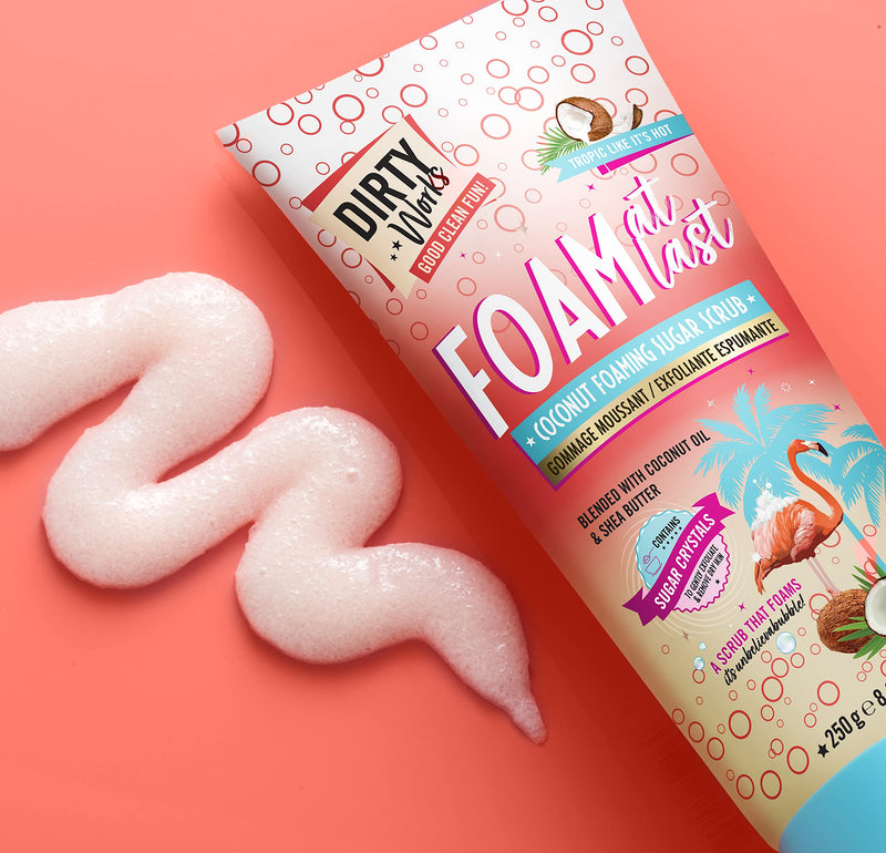 Dirty Works Tropic Like it's Hot Foam At Last Coconut Foaming Sugar Scrub 250g Single - 250g - BeesActive Australia