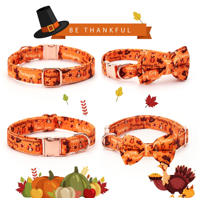AIMJGO Dog Collar with Bow Tie Halloween Thanksgiving Christmas Pet Gifts Ghost Pumpkin Pattern with Metal Buckle Adorable Stylish Pet Collar for Small Medium Large Dogs - BeesActive Australia