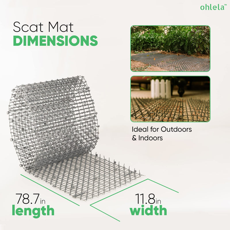 Ohlela Scat Mat for Cats - Furniture Protectors from Pets - Great for Cat Deterrent Indoor & Outdoor PP Plastic Spikes Mat - Wide Area Coverage - Large & Adjustable Size (78 in x 12 in) 6.5ft x 12in Grey - BeesActive Australia