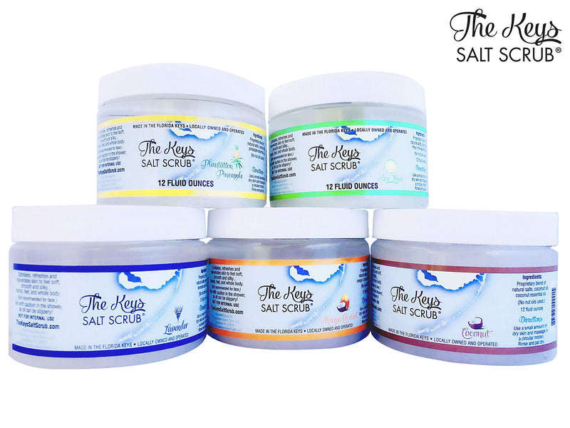 The Keys Salt Scrub : Exfoliating Sea Salt Body Skin Scrubs - Made with Pure Florida Sea Salt and Organic Coconut Oil + FREE Wooden Spoon (Key Lime, 12 oz) Key Lime 12 Ounce (Pack of 1) - BeesActive Australia