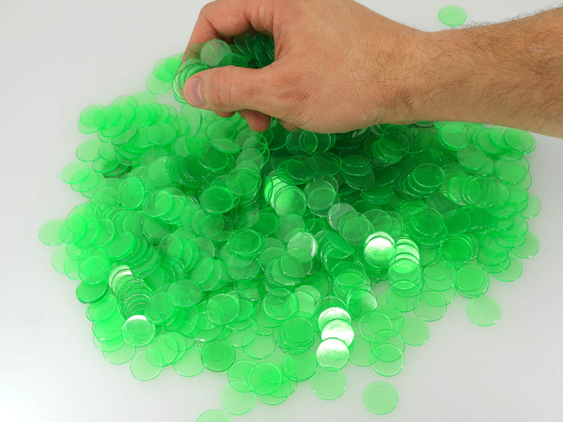 Regal Games - 500 Transparent Bingo Chips - 3/4 Inch - for Large Group Games, Game Night, Bingo Hall, & Educational Activities - Ages 5+ - 500 Count Green - BeesActive Australia