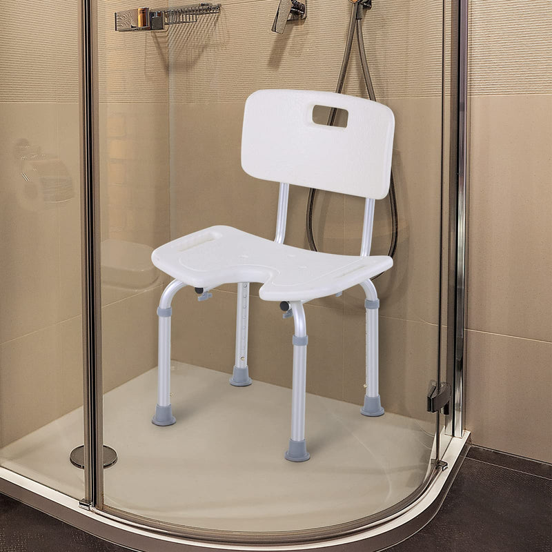 HOMCOM 8-Level Height Adjustable Bath Stool Spa Shower Chair Aluminum w/Non-Slip Feet, Handle for the Pregnant, Old, Injured - BeesActive Australia