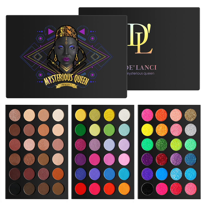 DE’LANCI Makeup Eyeshadow Palette,72 Shades, Matte Shimmer Glitter Bright Rainbow Colors Eye Shadow Pallet, Highly Pigmented Metallic Colorful Eyeshadow Pallet, Three Color Board in One Makeup Pallet - BeesActive Australia