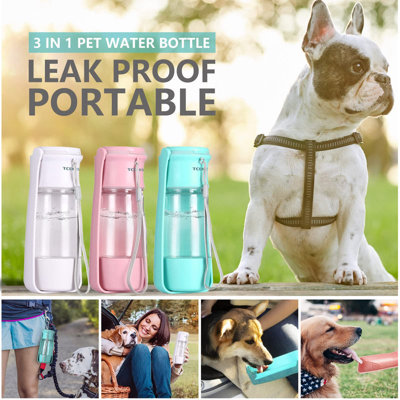 TCDBEST Dog Water Bottle, Portable 3 in 1 Dog Water Dispenser with Foldable Bowl, Snack Container for Puppy Dog Travel Walking On The Go White 11oz - BeesActive Australia