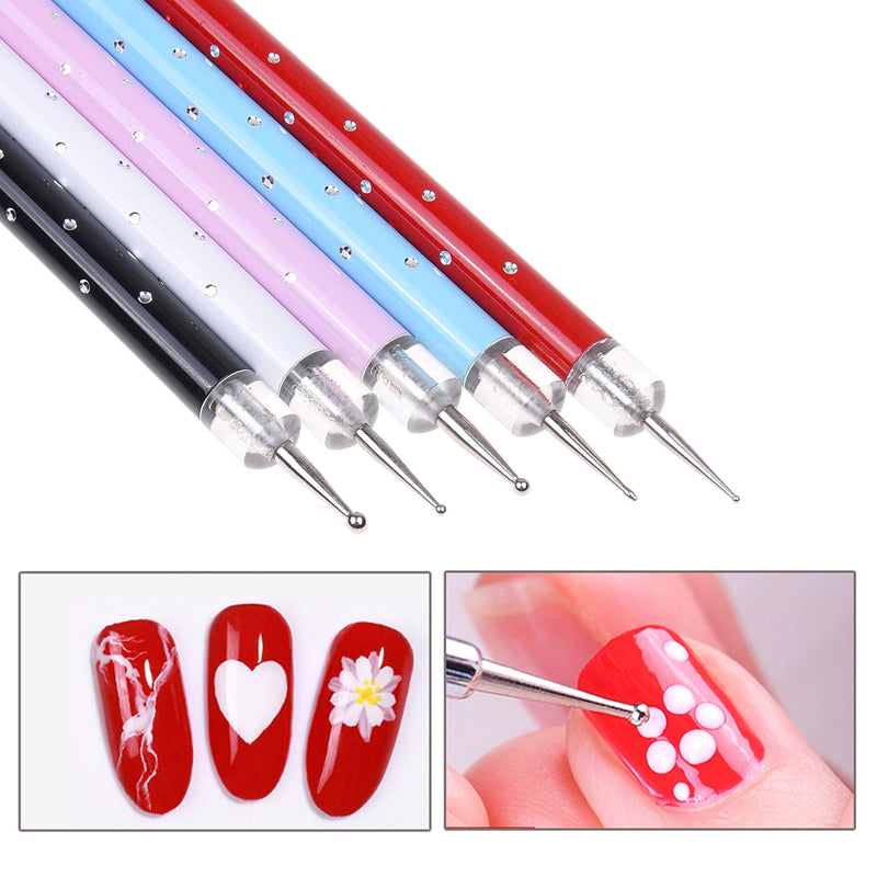 Kare & Kind Nail Art Design Dotting Painting UV Gel Pen Tools - 20x Nail Art Accessories - 15x Nail Art Brushes, 5x Double Ended Sculpting and Dotting Pen - DIY, Home, Salon, Professional Use - BeesActive Australia