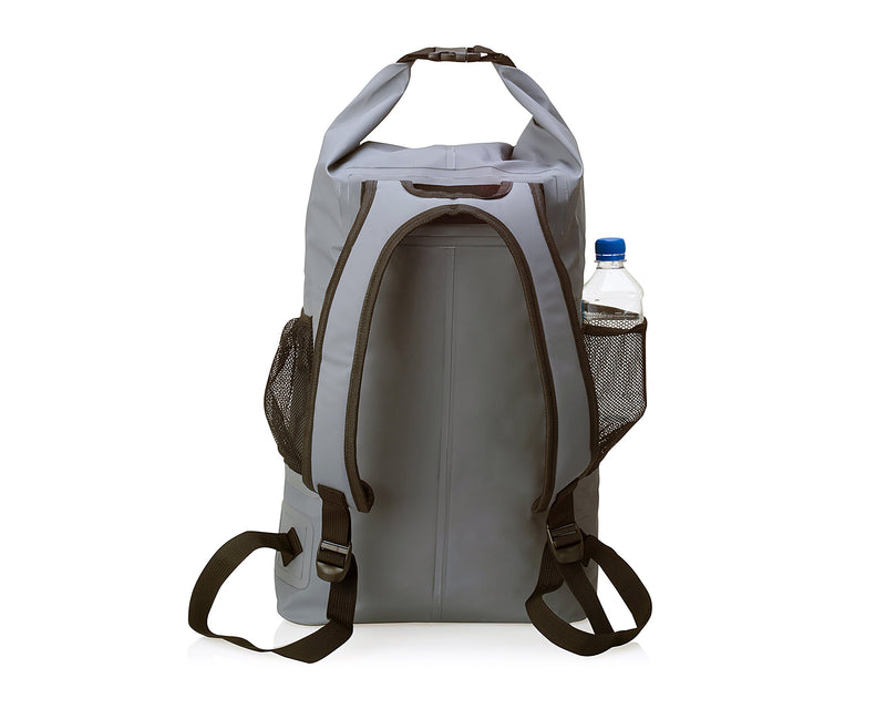 [AUSTRALIA] - Chaos Ready Waterproof Backpack – Dry Bag – Quality Heavy Duty - Padded Shoulder Straps - Mesh Side Pockets - Easy Access Front Pocket. Gray 