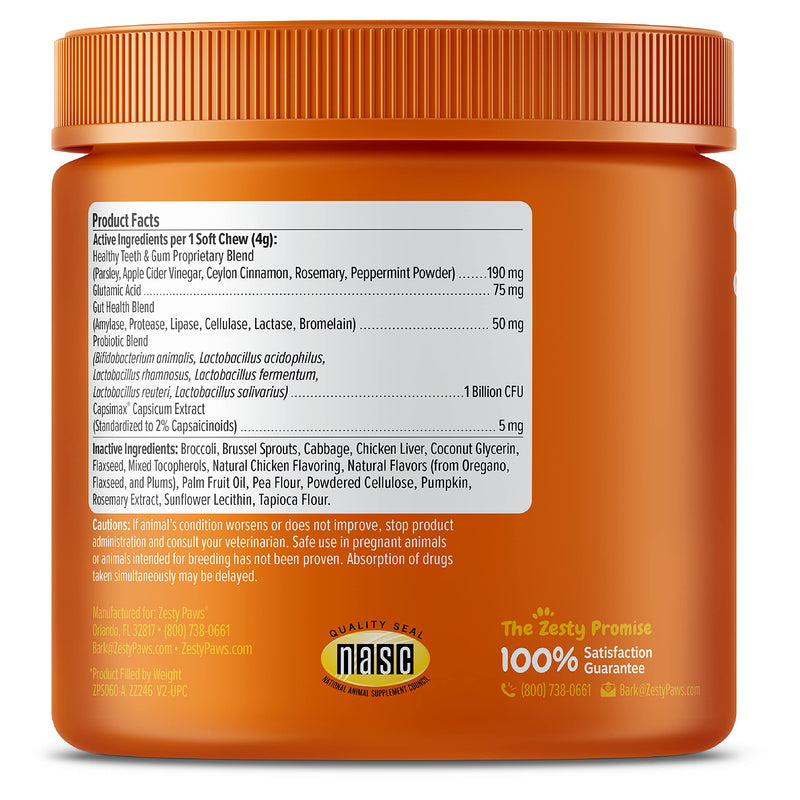 Zesty Paws Chew No Poo Bites - Coprophagia Stool Eating Deterrent for Dogs Deter Stop Dog from Eating Feces Probiotic Digestive Enzymes Breath Freshener 90 Count (Pack of 1) - BeesActive Australia