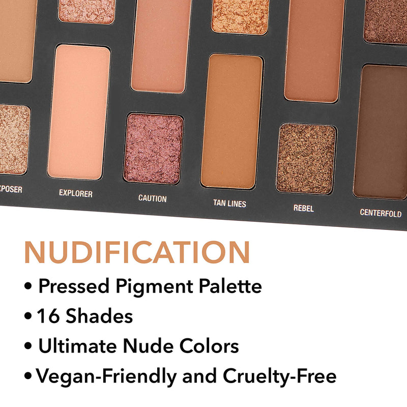 W7 Nudification Pressed Pigment Palette - 16 High Impact Nude Colors - Flawless Long-Lasting Glam Makeup - BeesActive Australia