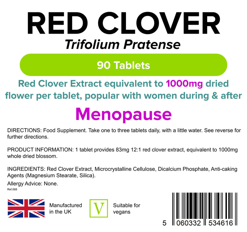 Lindens Red Clover 1000mg | 90 Tablets | Natural Menopause Support | UK Made, Vegan, Red Clover Menopause with SOYA Isoflavones | Perimenopause Supplements, Hormone Balance | Letterbox Friendly 1 g (Pack of 1) - BeesActive Australia