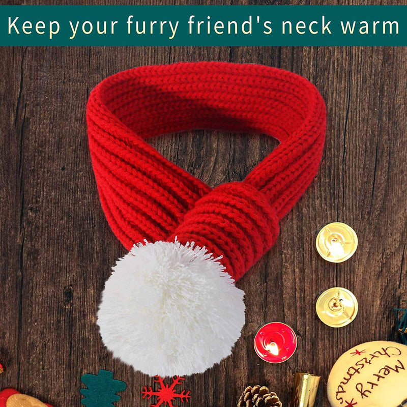 Inscape Data Christmas Dog Santa Hat with Scarf, Adjustable Santa Hat for Dog and Xmas Pet Knit Red Scarf with White Pompom Ball, Dog Winter Neck Warmer Scarf, Christmas Party Dressup L - BeesActive Australia