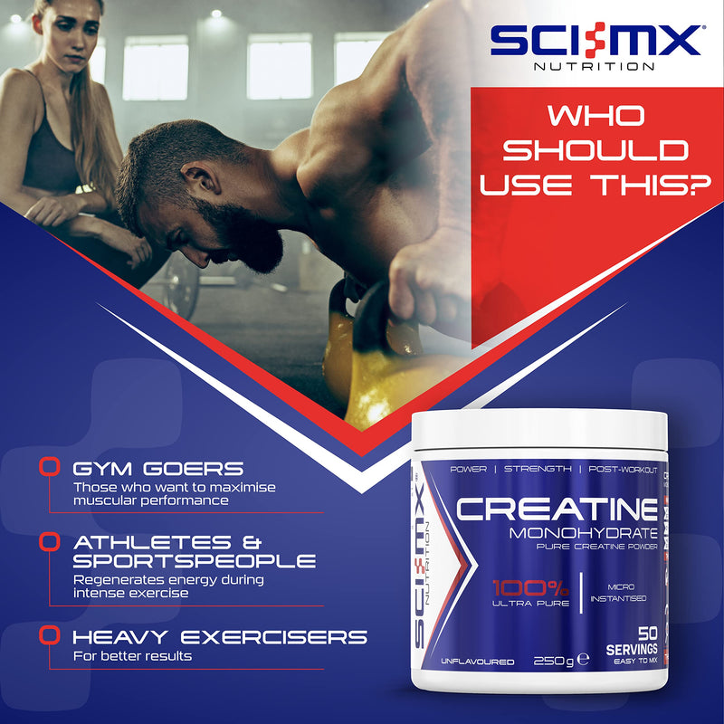 Sci-MX Creatine Monohydrate Strength, Power & Energy Powder - 250 g - 50 Servings - BeesActive Australia